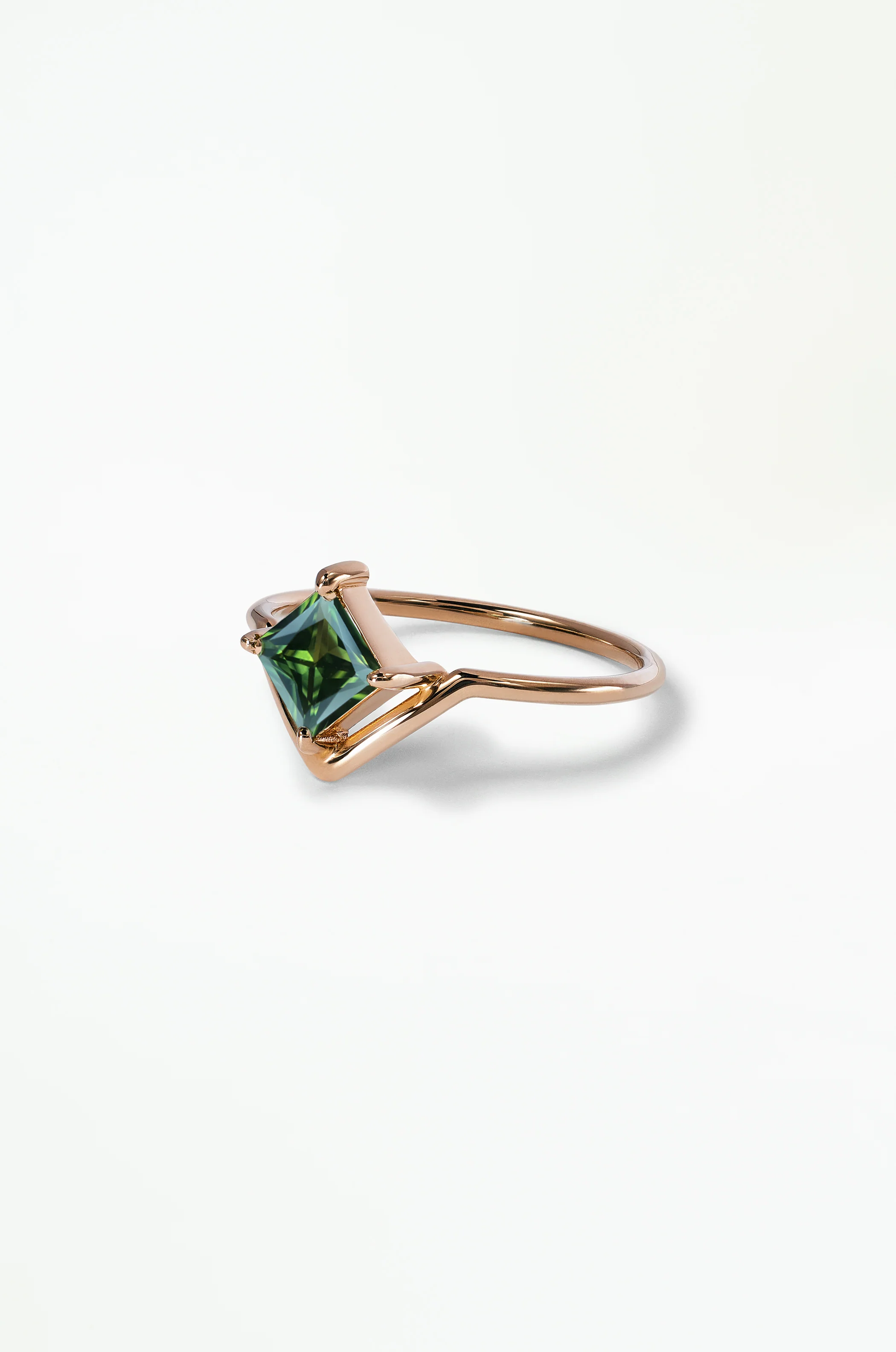 One of a Kind Princess Cut Green Sapphire Nestled Ring No. 17 - Image 3