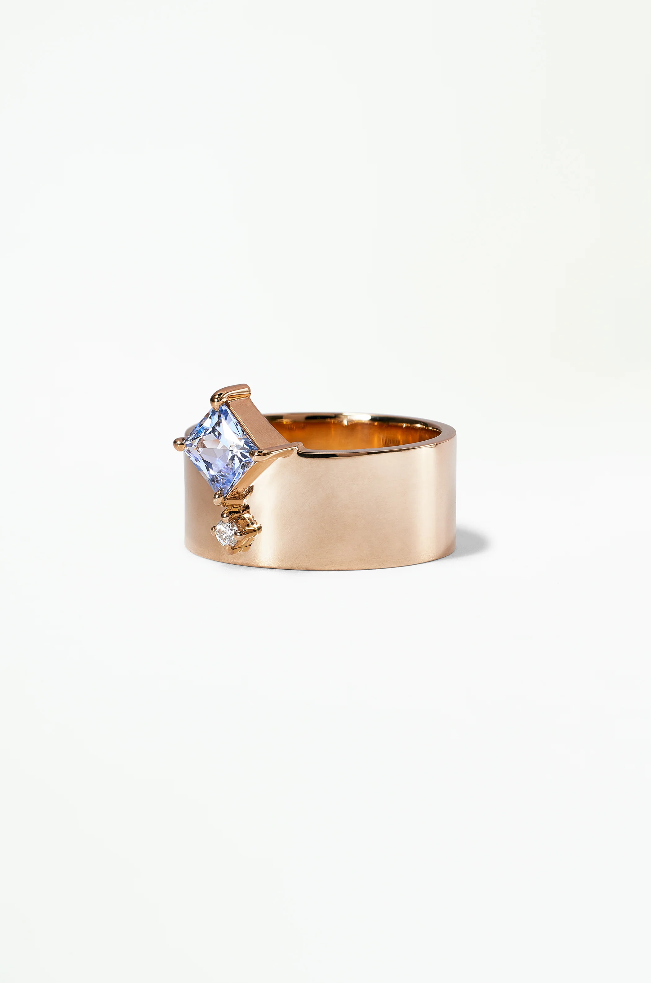One of a Kind Princess Cut Sapphire and Diamond Bricolage Ring No. 21 - Image 3