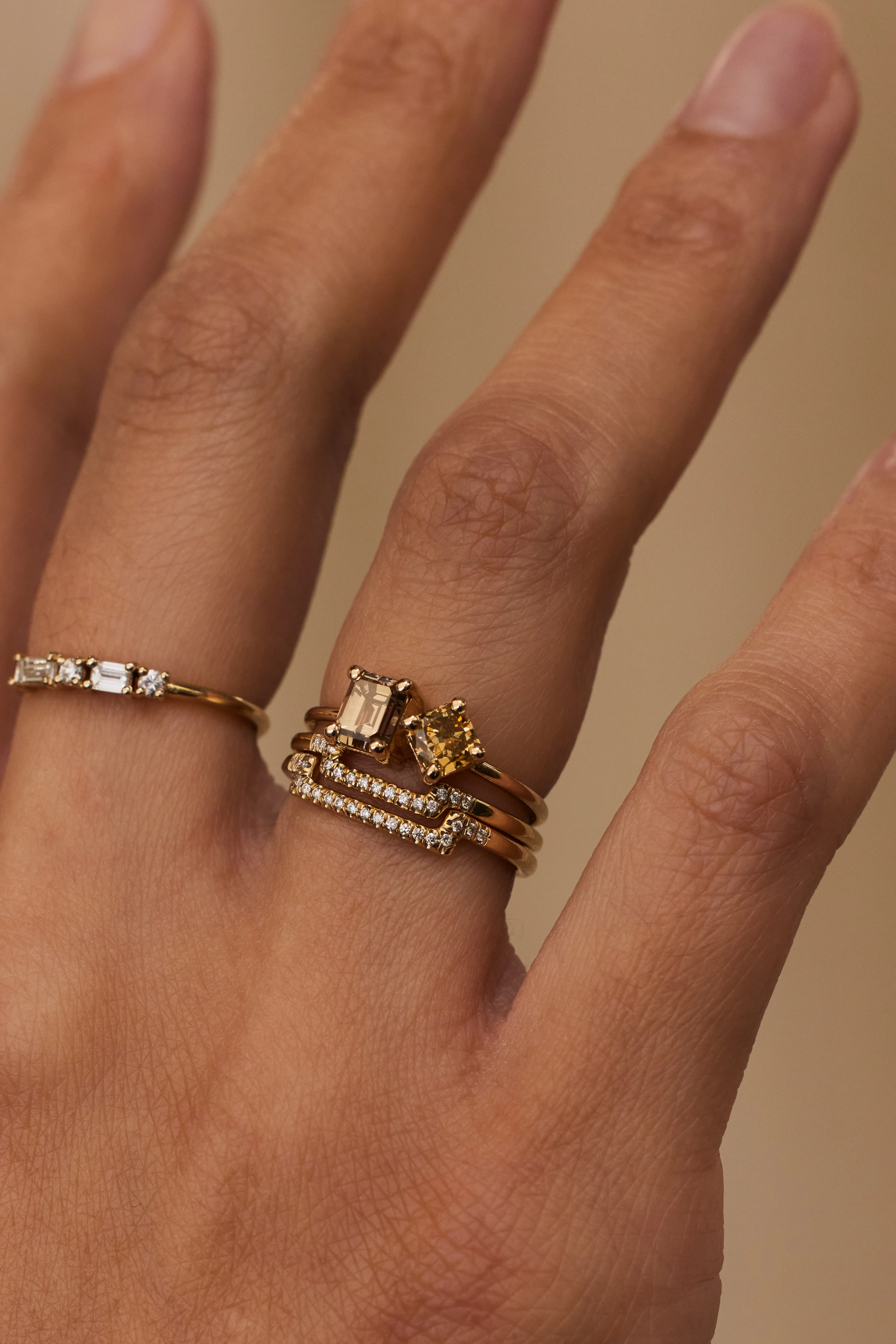 One of a Kind Radiant and Emerald Cut Diamond Mosaic Ring No. 40 - Image 2