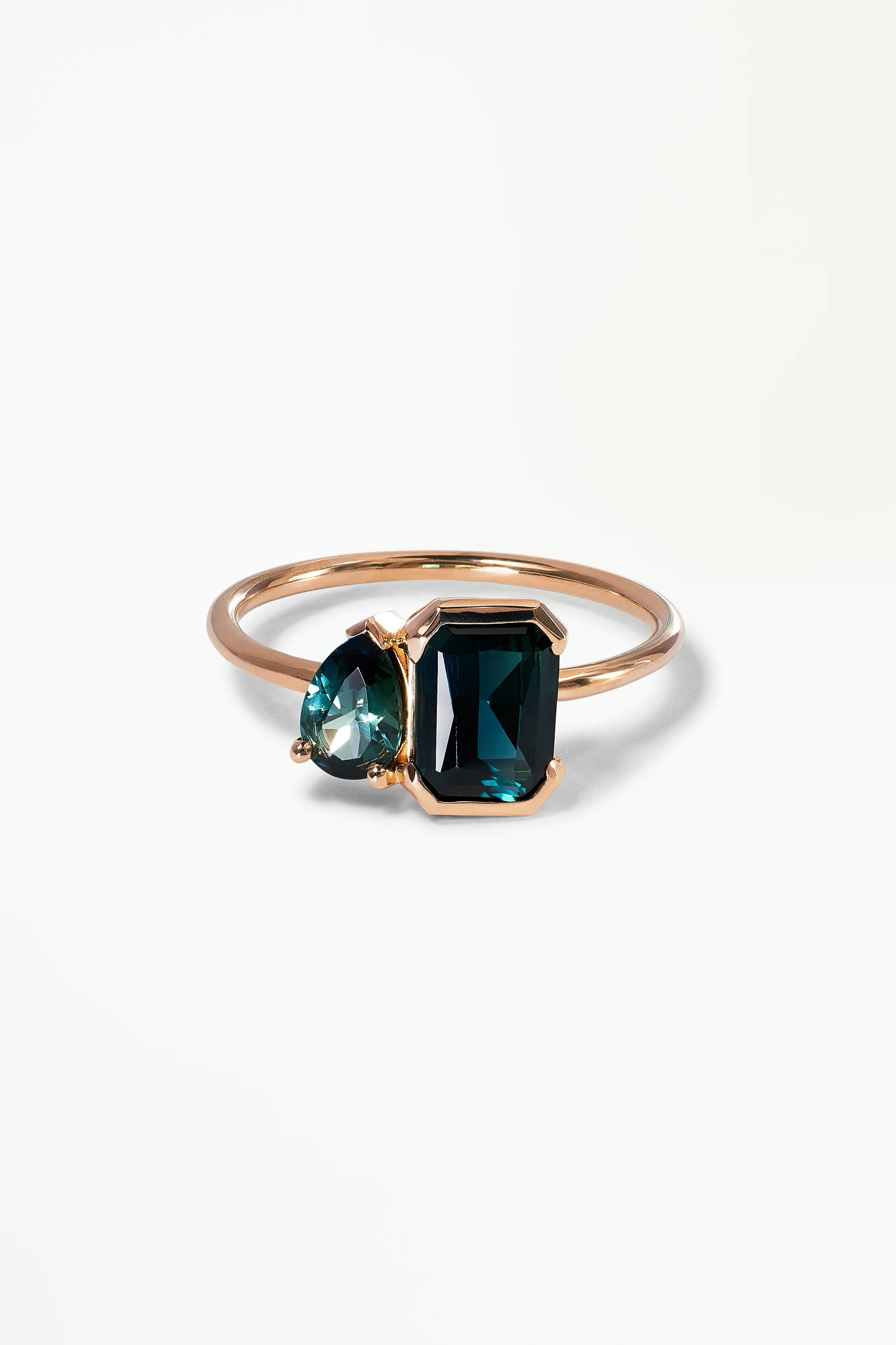 One of a Kind Radiant Cut and Pear Cut Sapphire Mosaic Ring No. 30