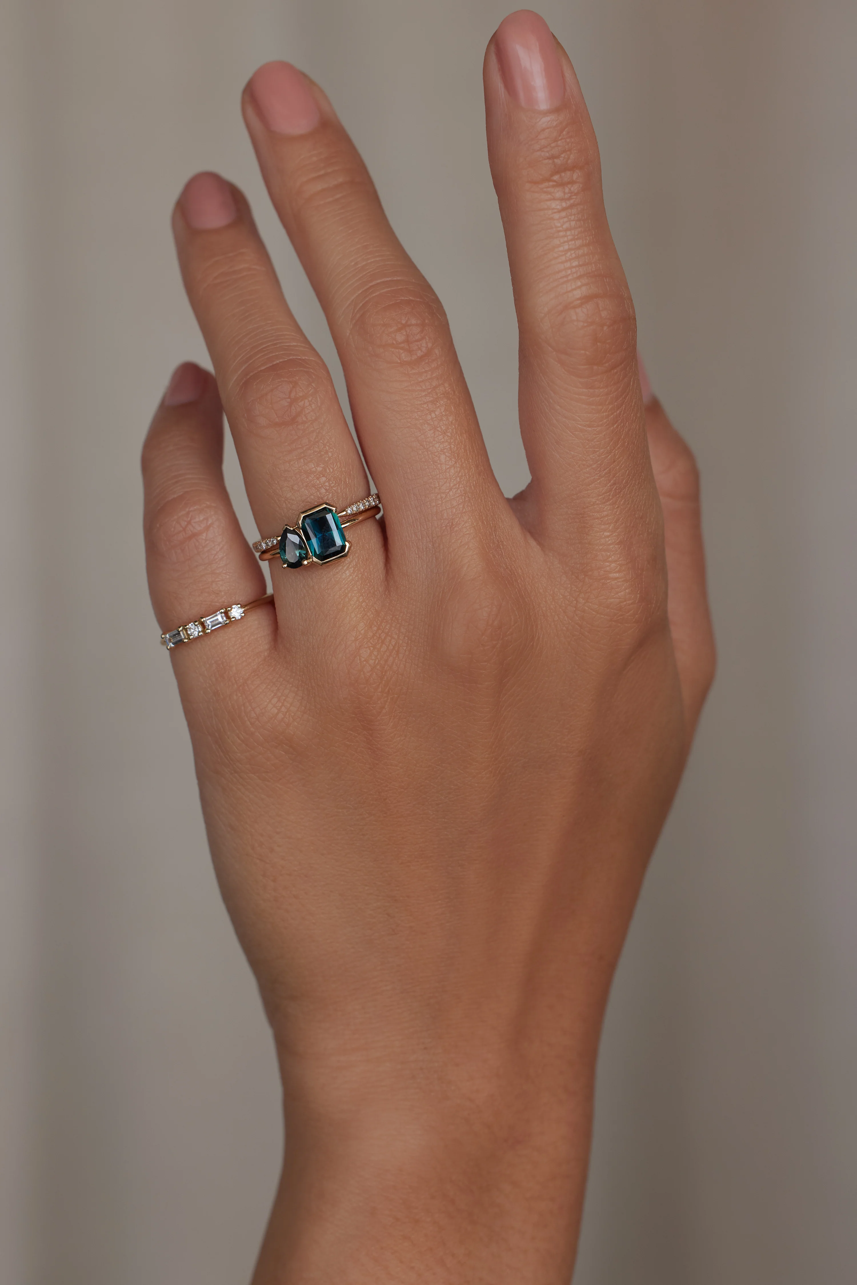 One of a Kind Radiant Cut and Pear Cut Sapphire Mosaic Ring No. 30 - Image 2