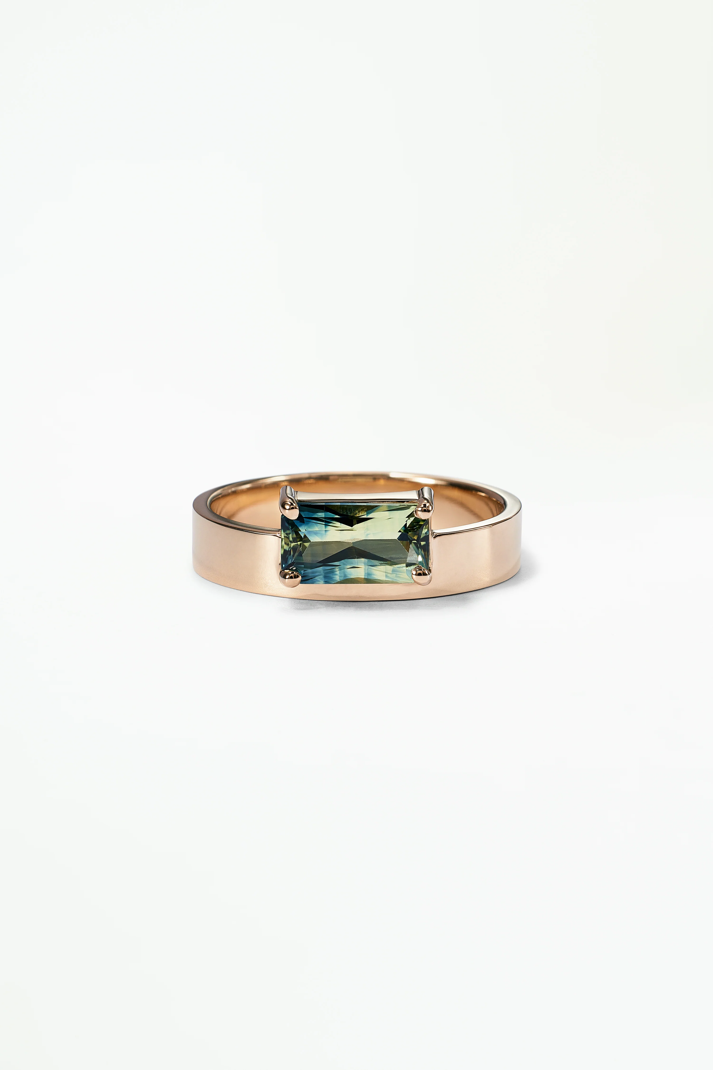 One of a Kind Radiant Cut Sapphire Monolith Ring No. 5
