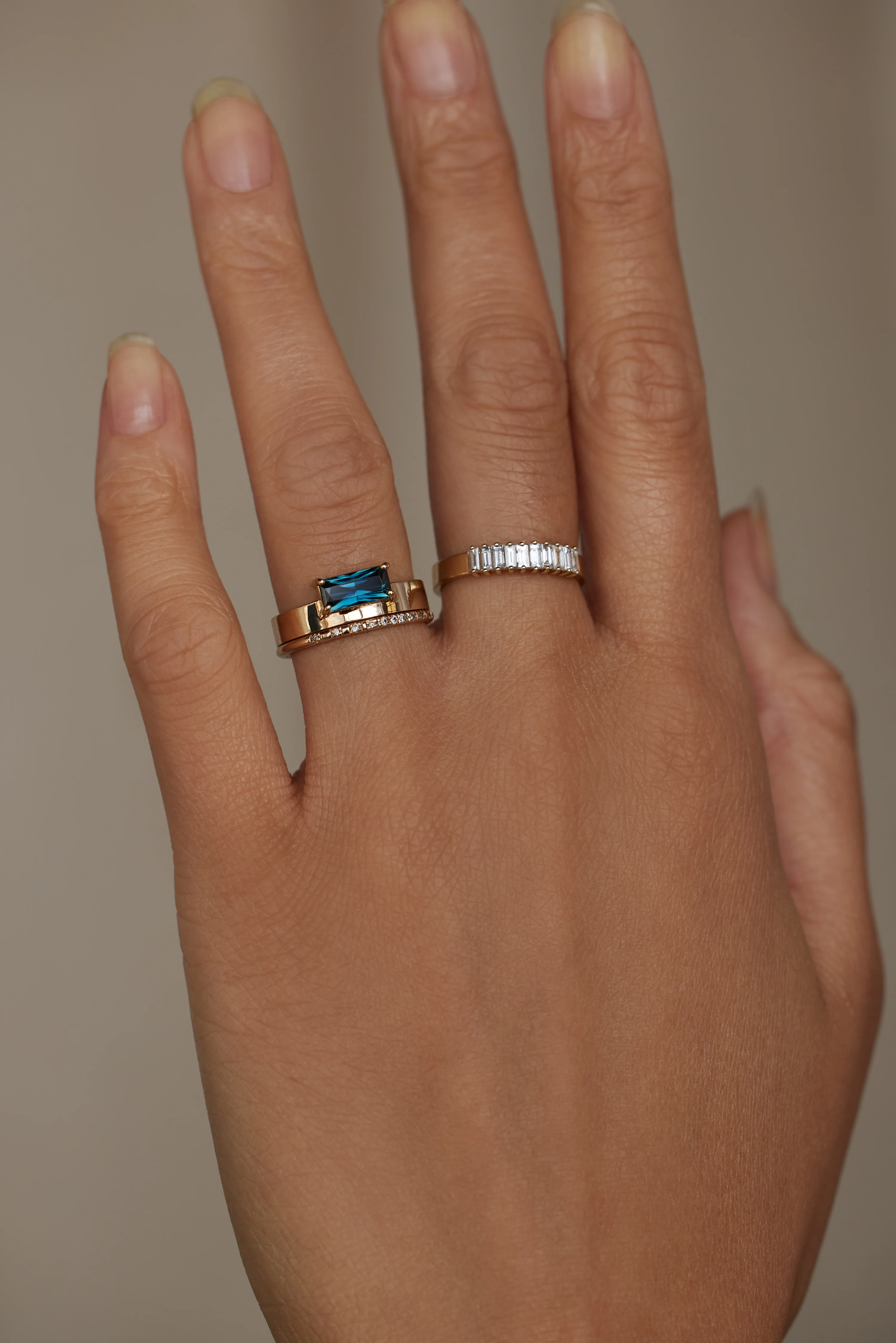 One of a Kind Radiant Cut Teal Sapphire Monolith Ring No. 27 - Image 2