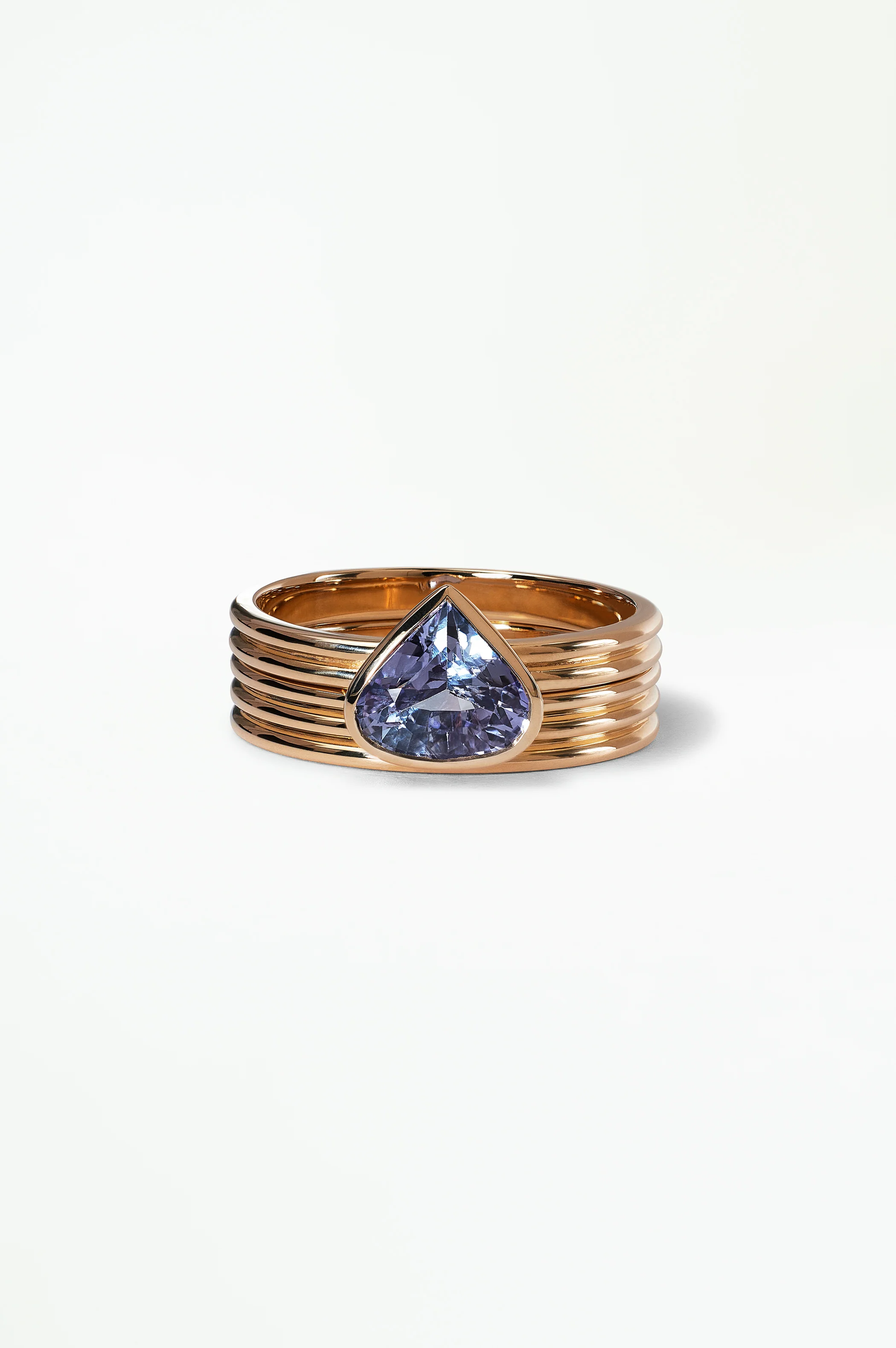 One Of A Kind Ridge Ring Set - Pear Cut Sapphire