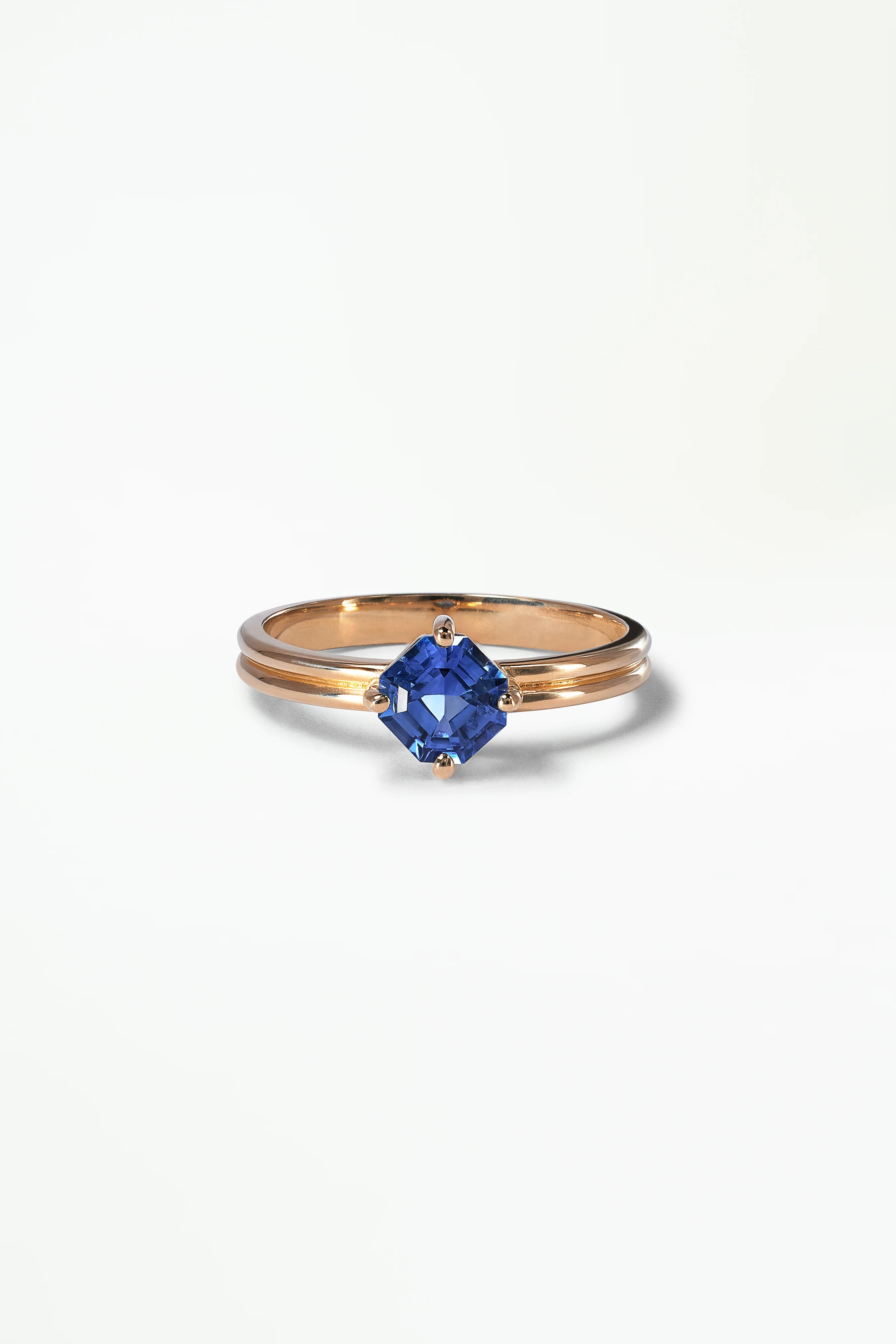One of a Kind Ridge Solitaire - Asscher Sapphire