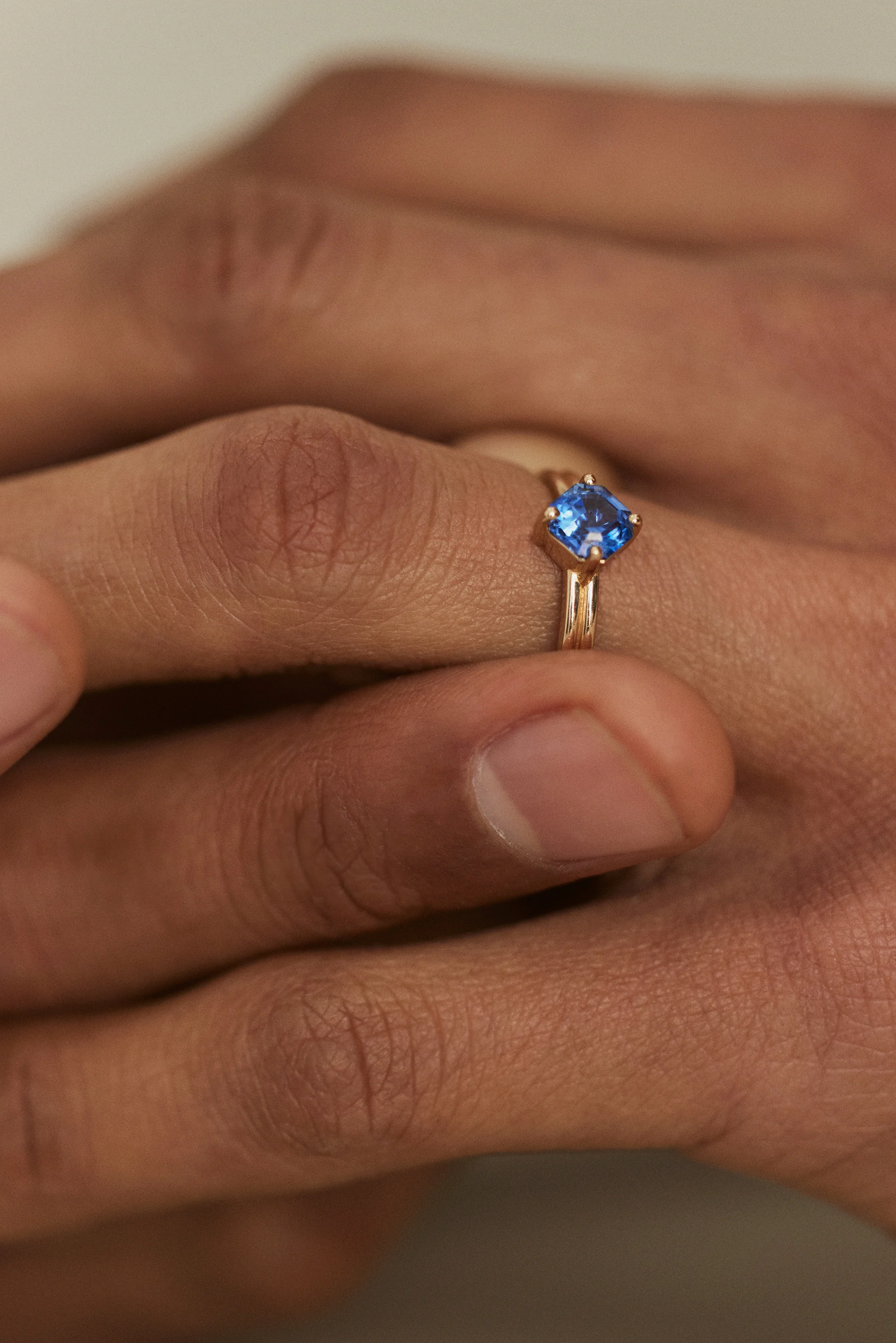 One of a Kind Ridge Solitaire - Asscher Sapphire - Image 2