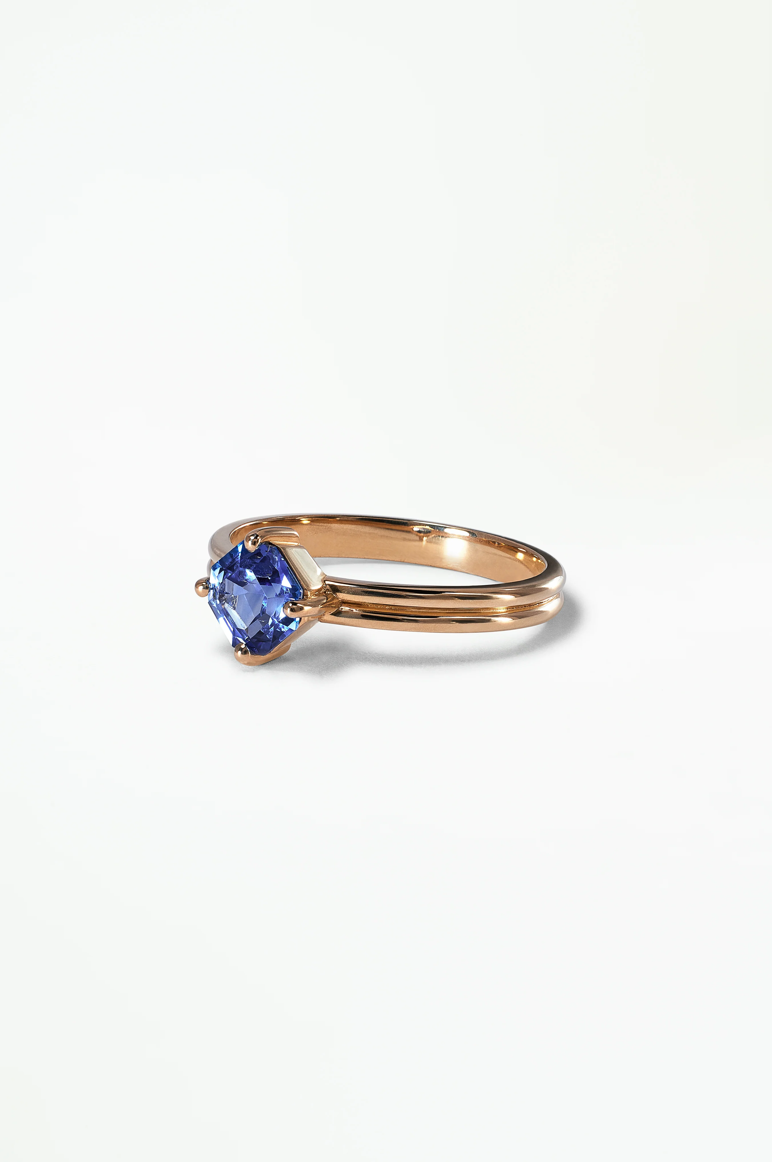 One of a Kind Ridge Solitaire - Asscher Sapphire - Image 3
