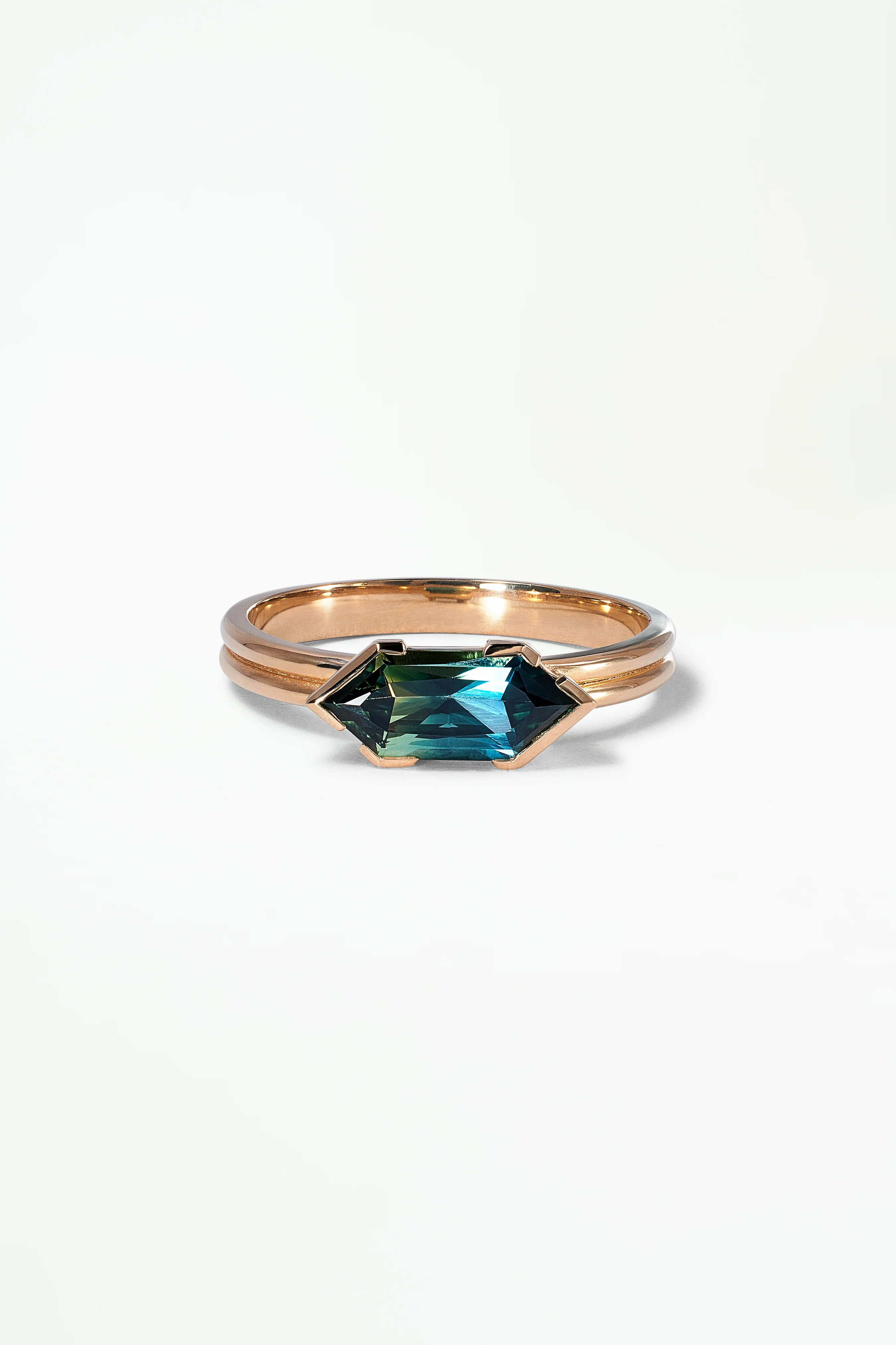 One of a Kind Ridge Solitaire - Hexagon Sapphire