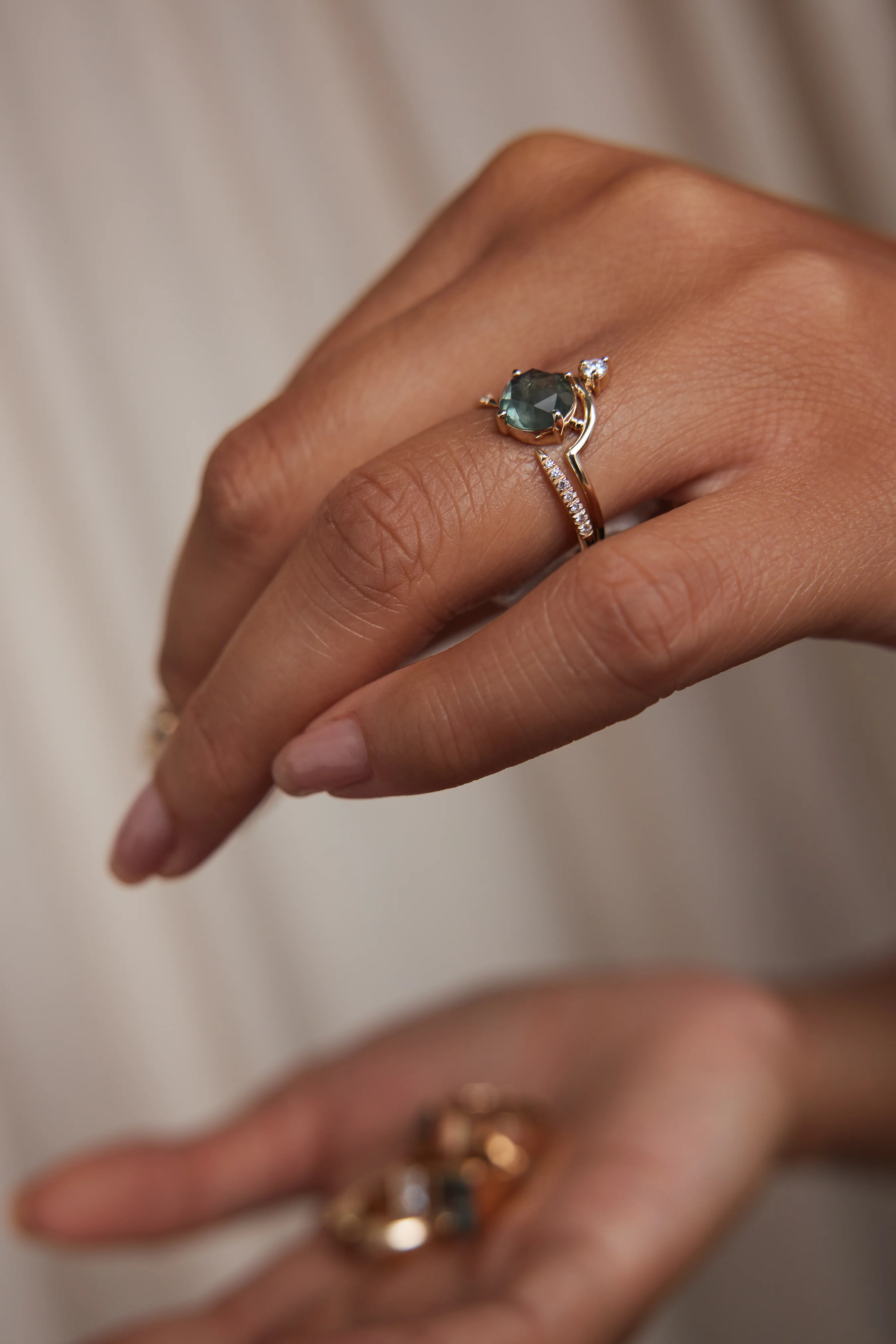 One of a Kind Rose Cut Sapphire Nestled Ring No. 21 - Image 4