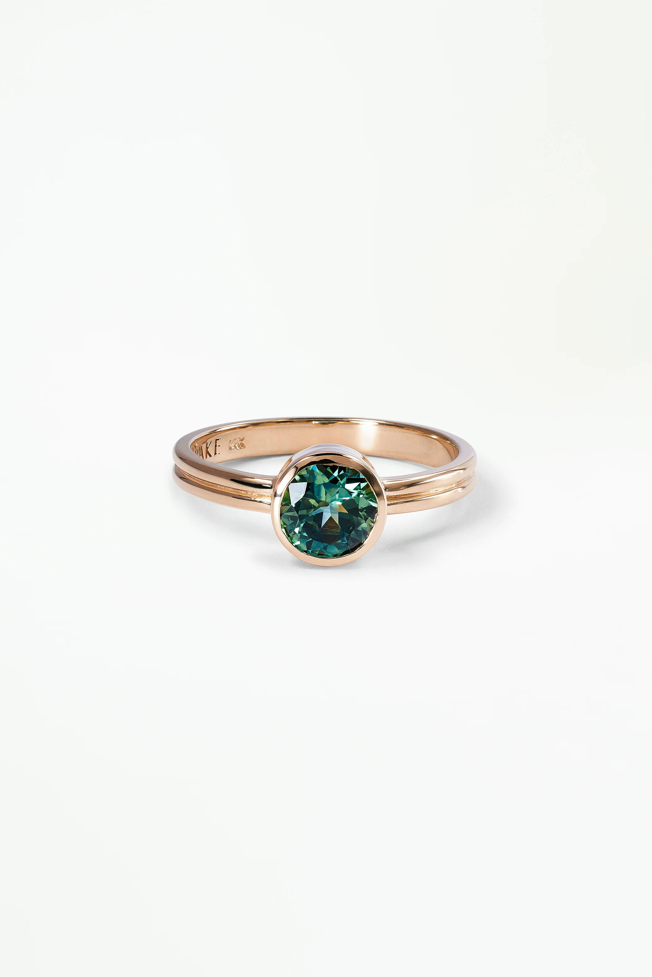 One of a Kind Round Brilliant Cut Bi-Color Sapphire Solitaire Ring No. 3