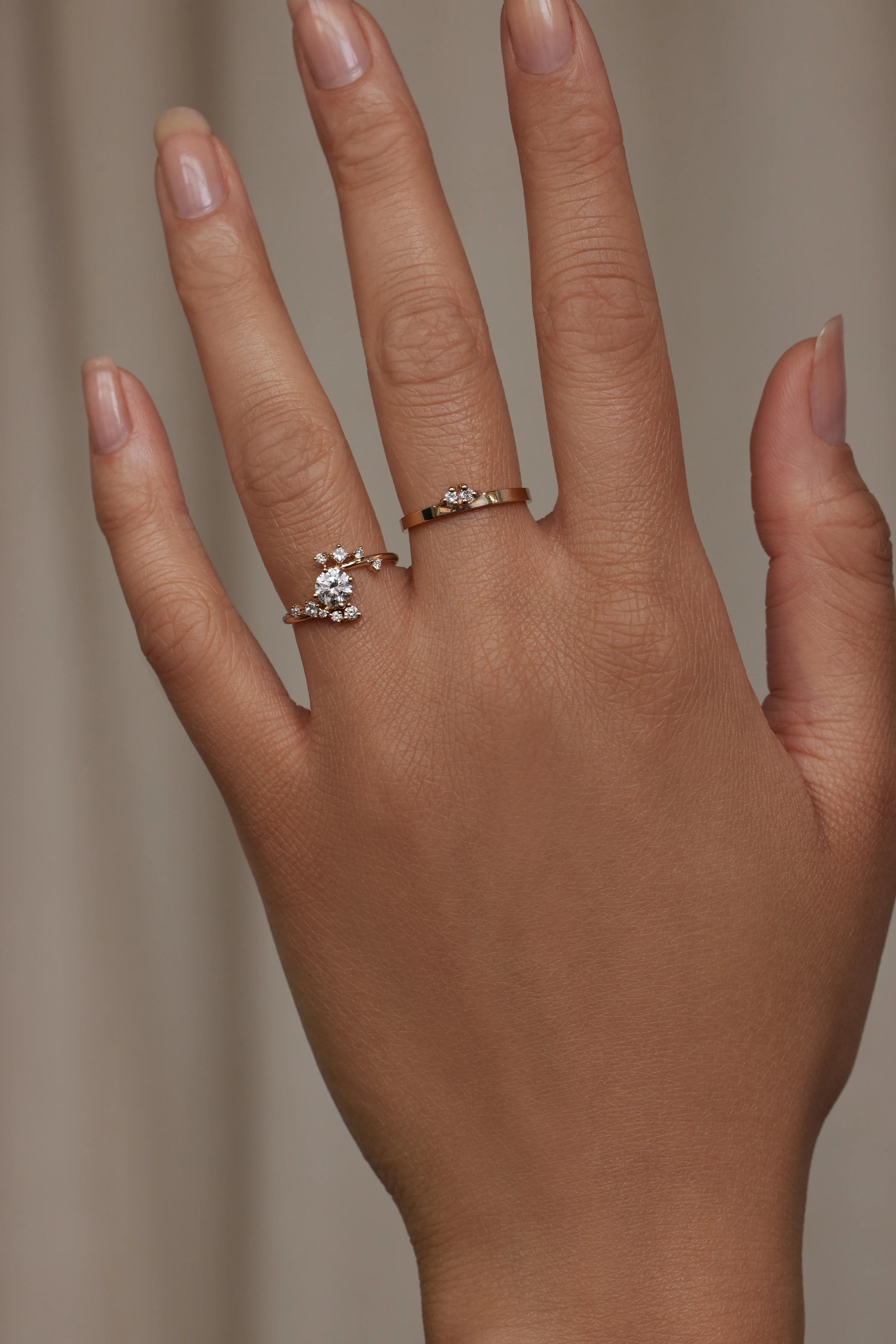 One of a Kind Round Brilliant Cut Diamond Celestial Ring No. 2 - Image 2