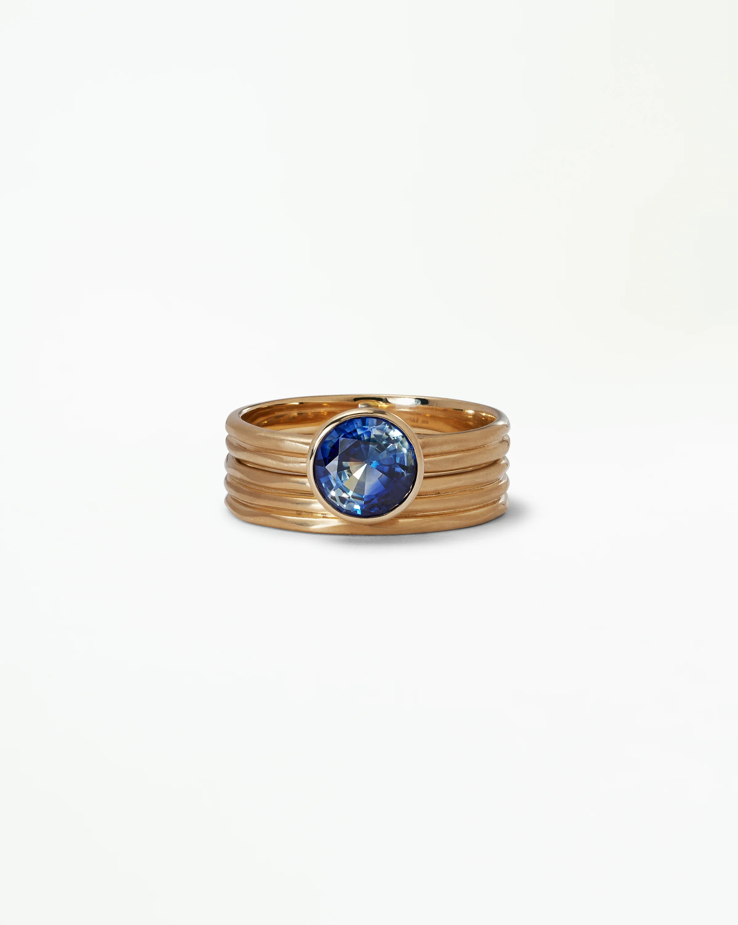 One of a Kind Round Cut Sapphire Ridge Ring Set No. 10