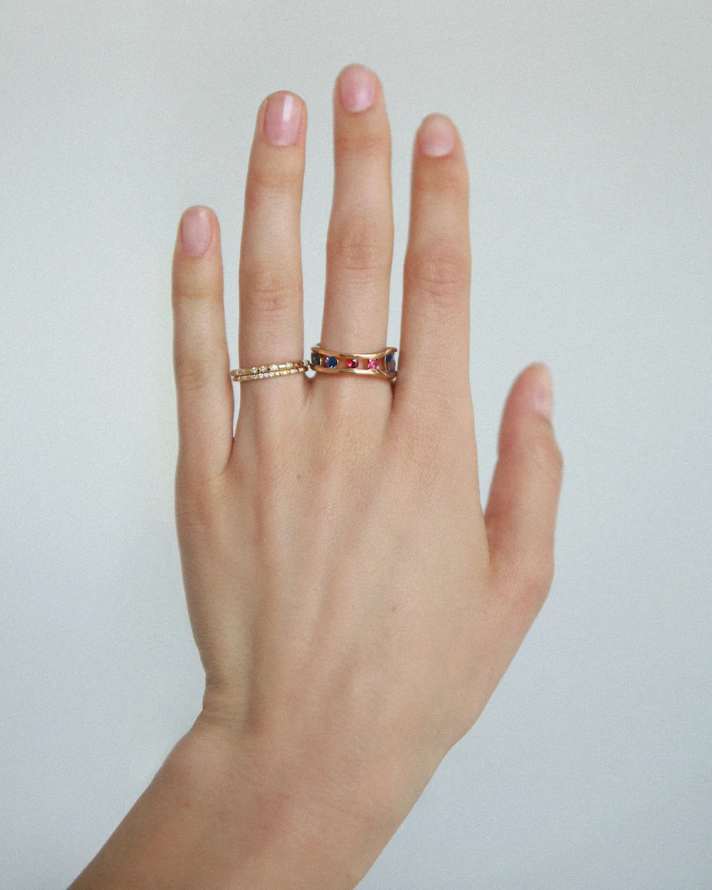 One of a Kind Sapphire and Ruby Float Ring No. 1 - Image 4