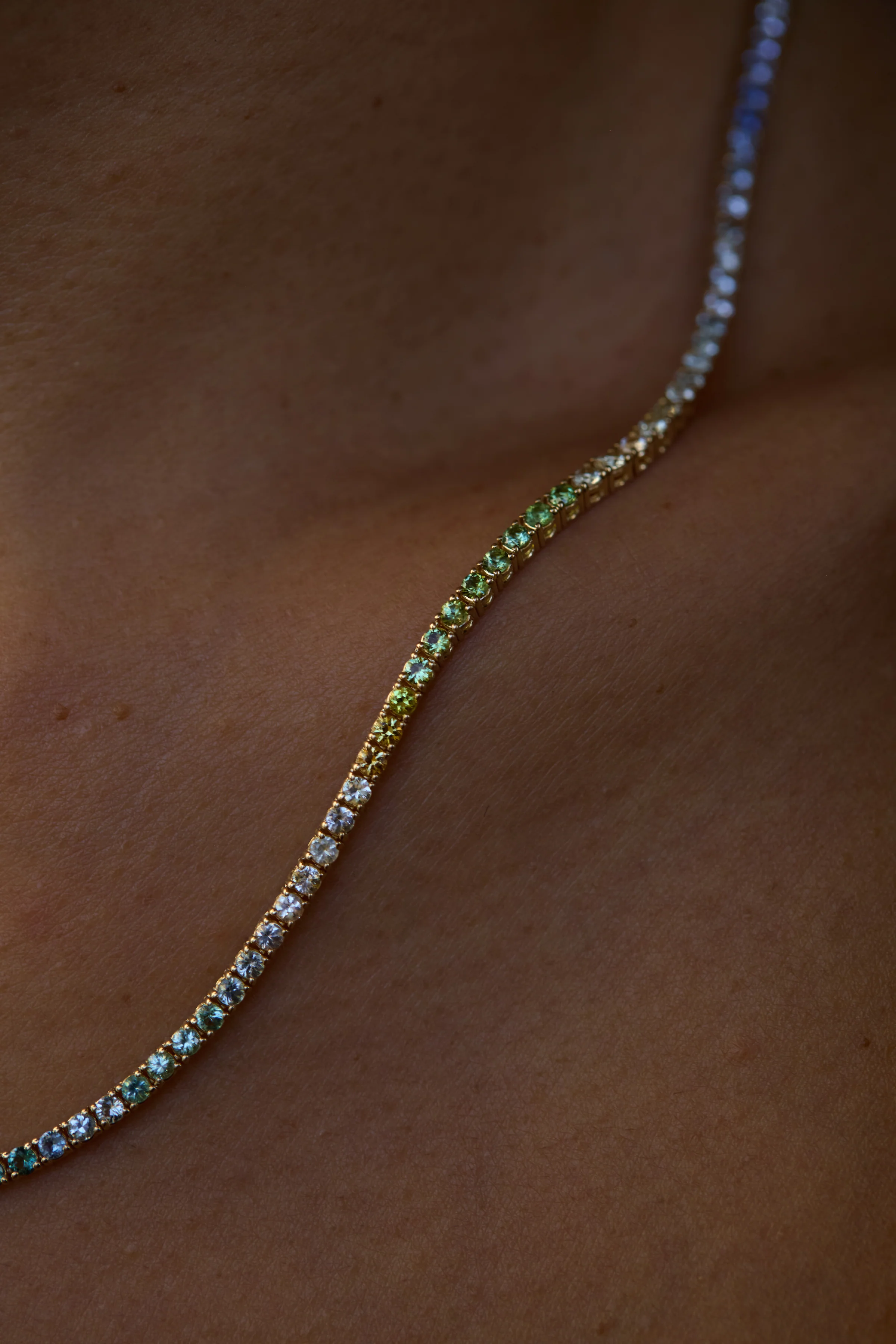 One of a Kind Sapphire & Tourmaline Tennis Necklace - Image 6