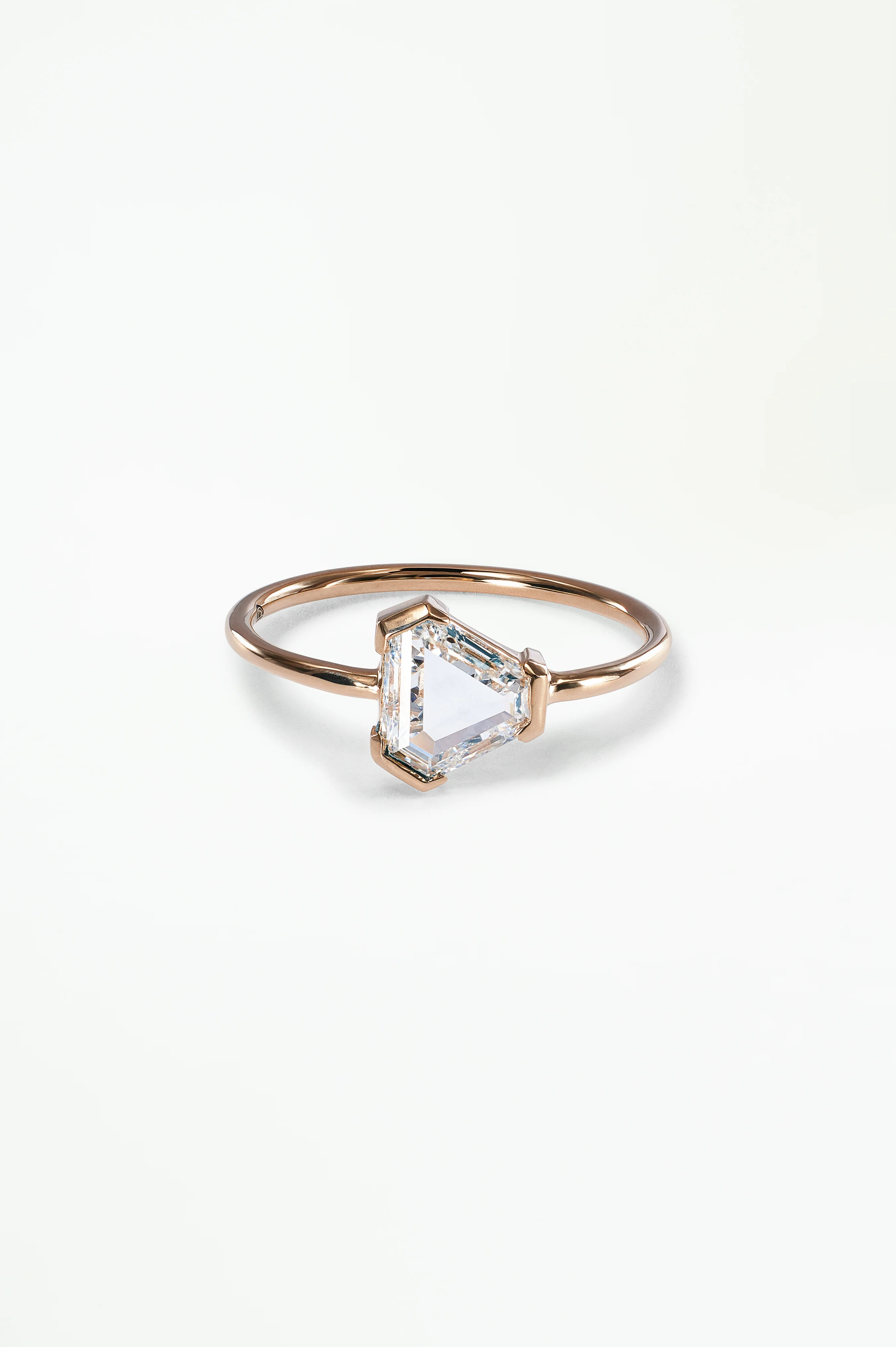 One of a Kind Triangular Step Cut White Diamond Solitaire Ring No. 2