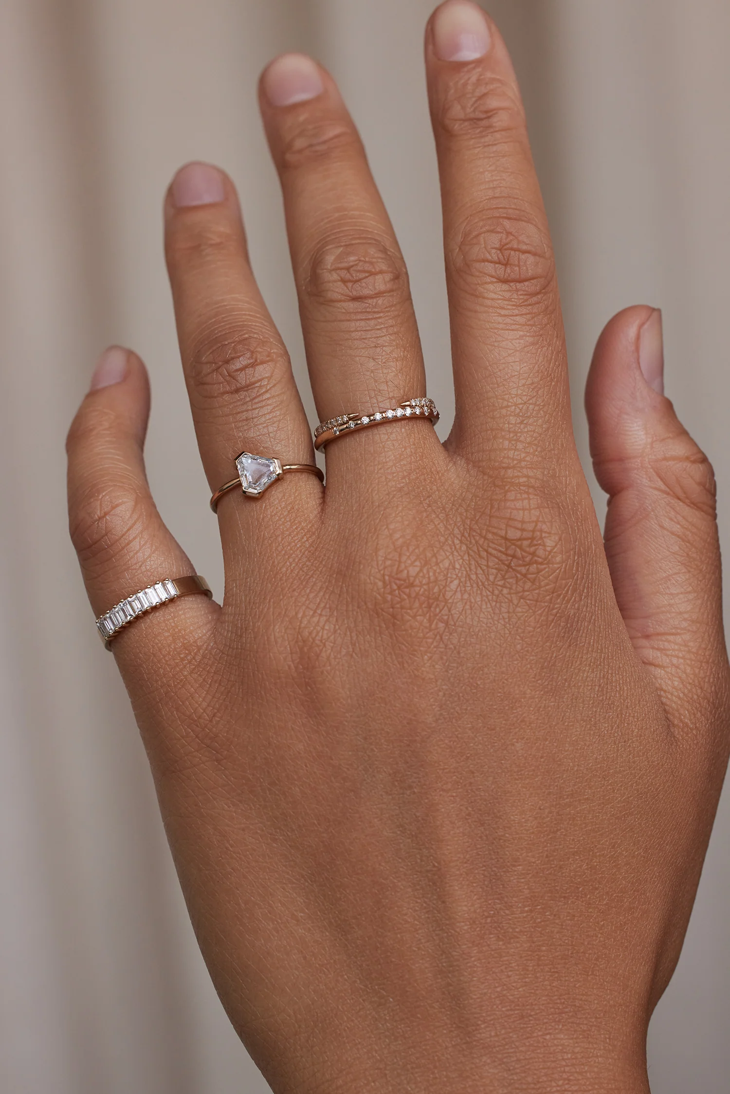 One of a Kind Triangular Step Cut White Diamond Solitaire Ring No. 2 - Image 2