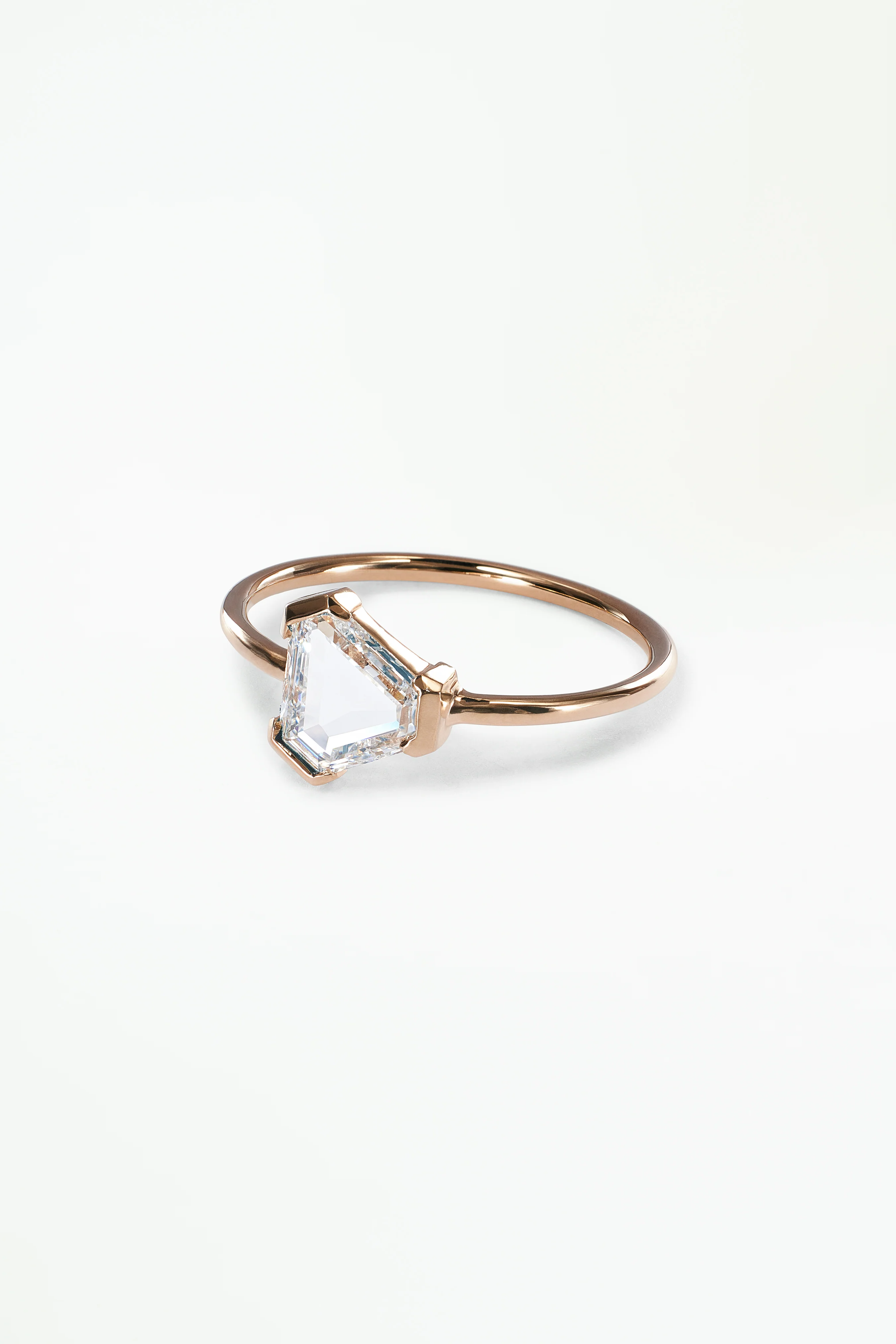 One of a Kind Triangular Step Cut White Diamond Solitaire Ring No. 2 - Image 3