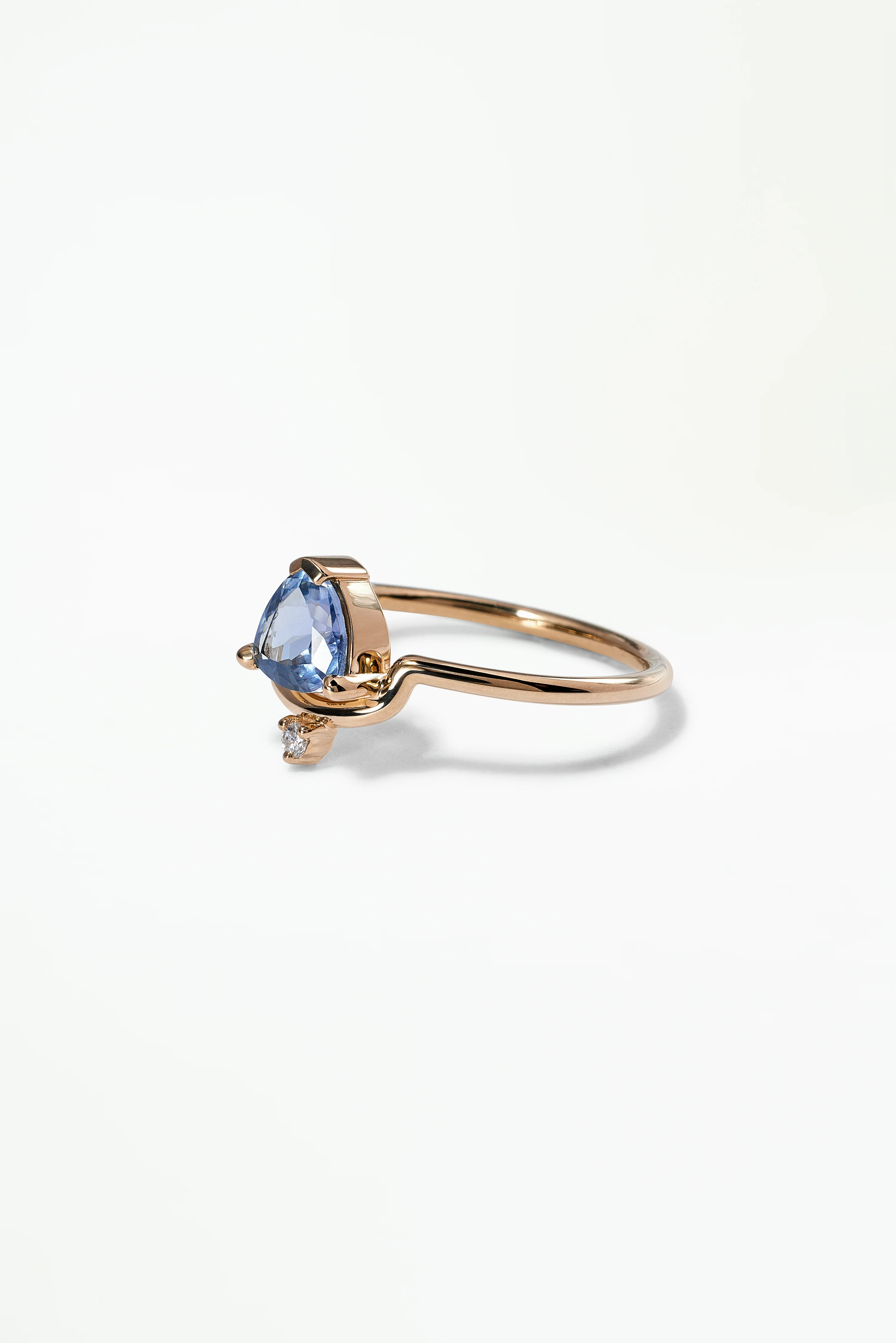 One of a Kind Trillion Cut Sapphire Nestled Ring No. 6 - Image 4