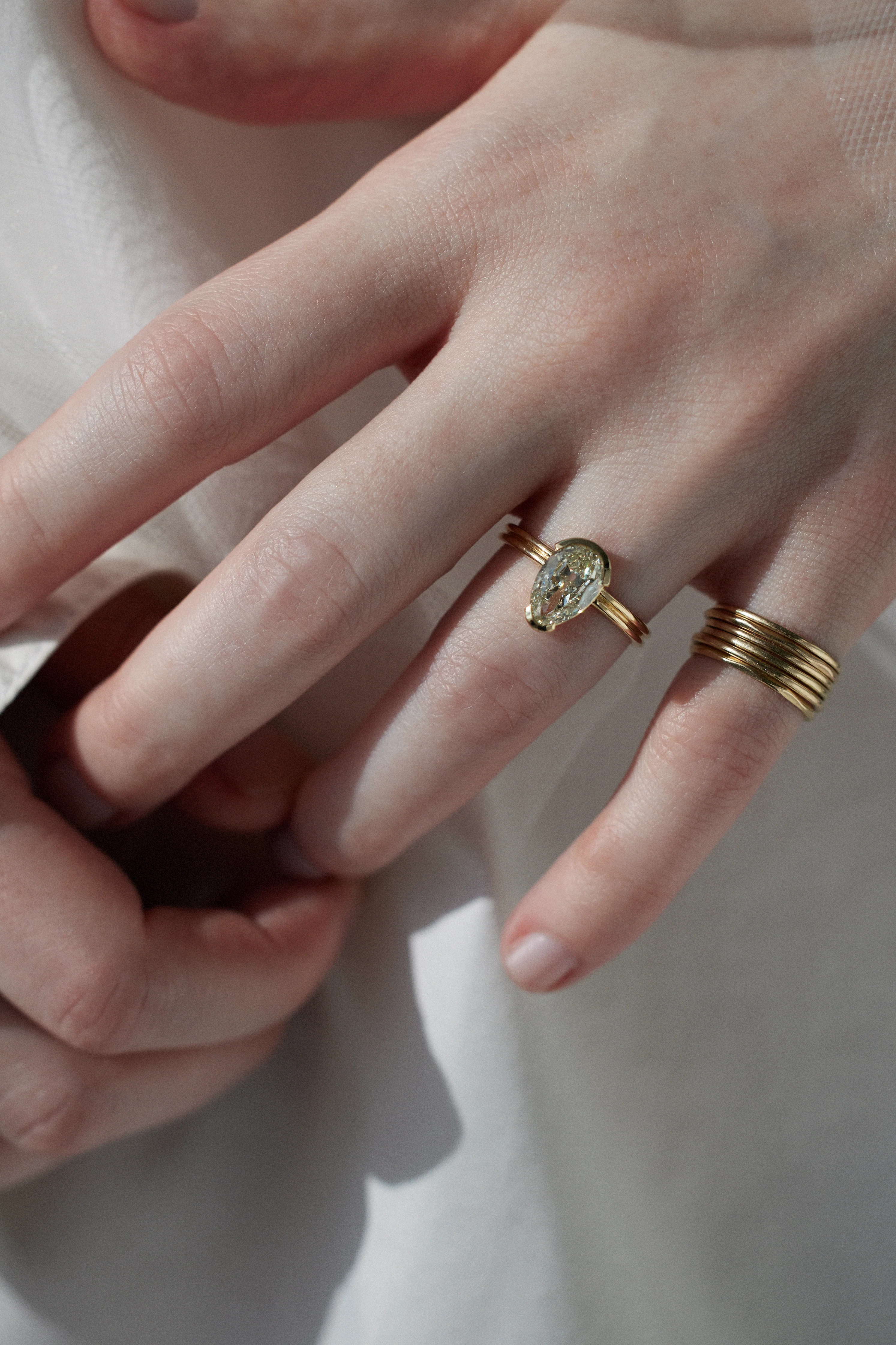 One of a Kind Vintage Pear Ridge Ring Set No. 1 - Image 4