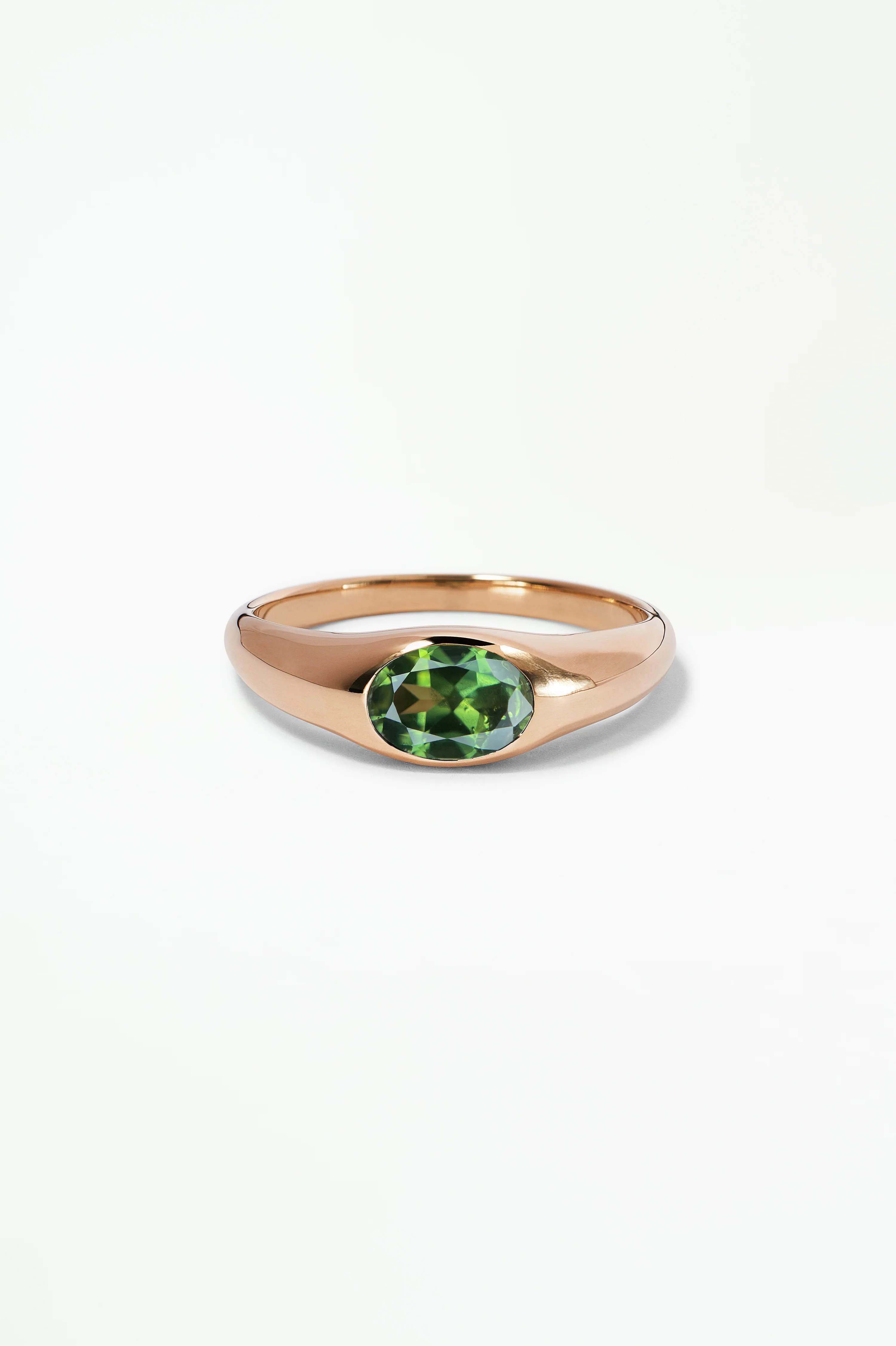 One of a Kind Oval Brilliant Cut Bi-Color Green Yellow Sapphire Signet Ring No. 53