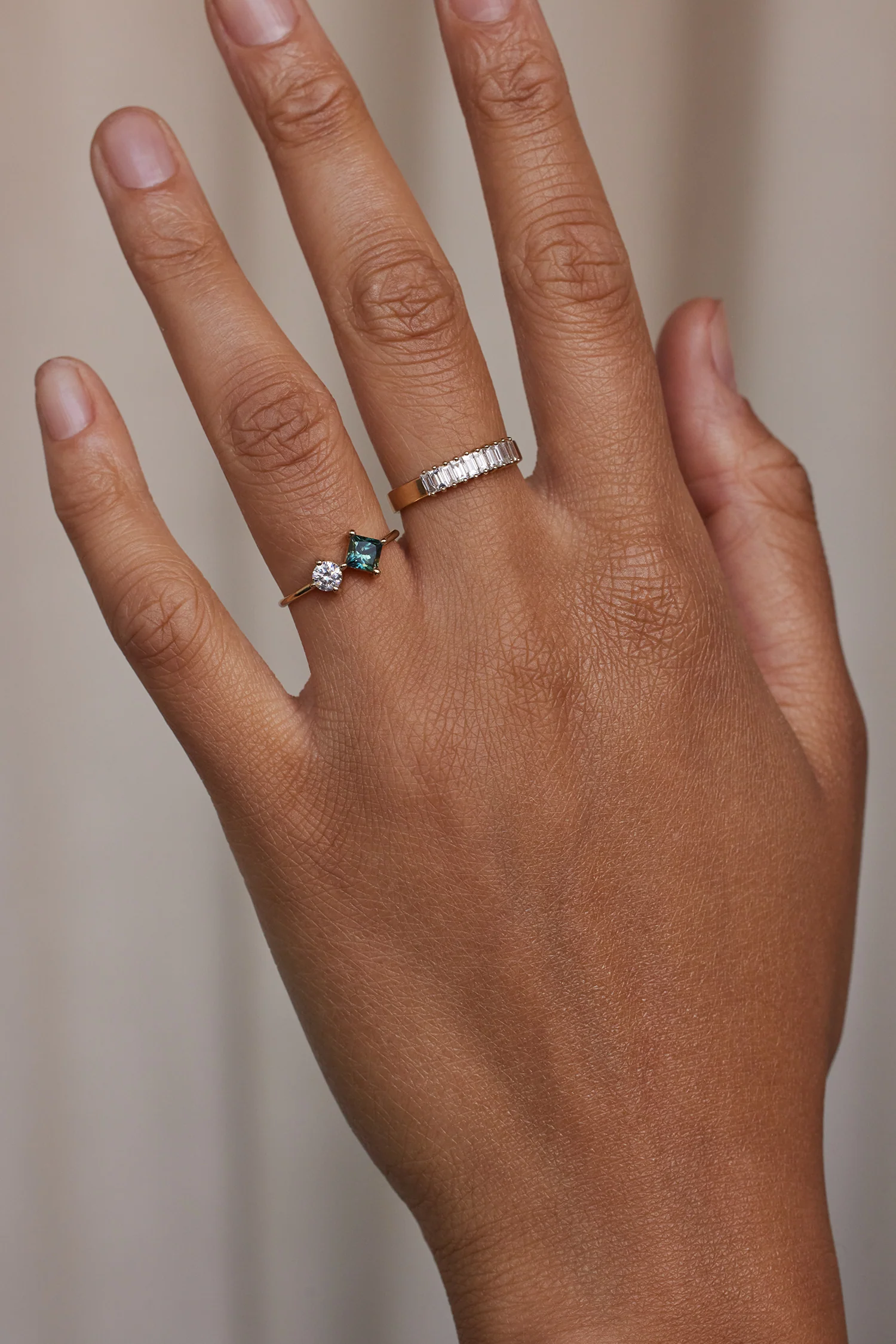 One of a Kind Princess Cut Sapphire and Diamond Mosaic Ring No. 21 - Image 2