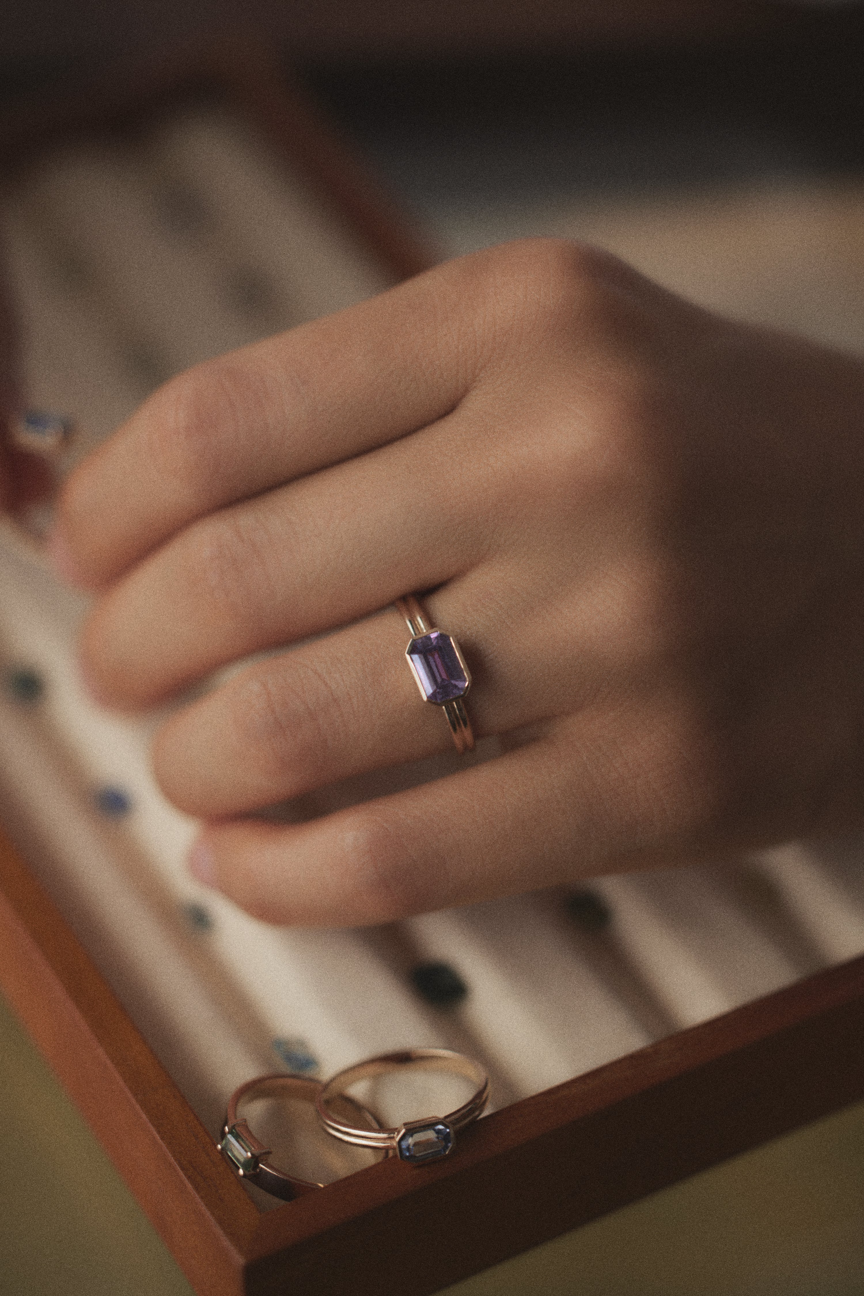 Ridge Solitaire Ring – Emerald Cut - Image 4
